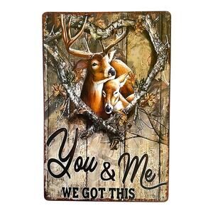 Rustic Deer Couple Sign – “You & Me We Got This” Hunting Cabin Wall Décor